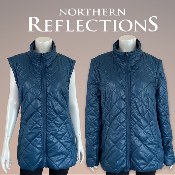 Vintage Jackets & Blazers - VINTAGE | Northern Reflections Quilted Lightweight Puffer Vest & Jacket